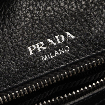 Prada Handbag Logo 2-Way Black Leather Metal — view 4