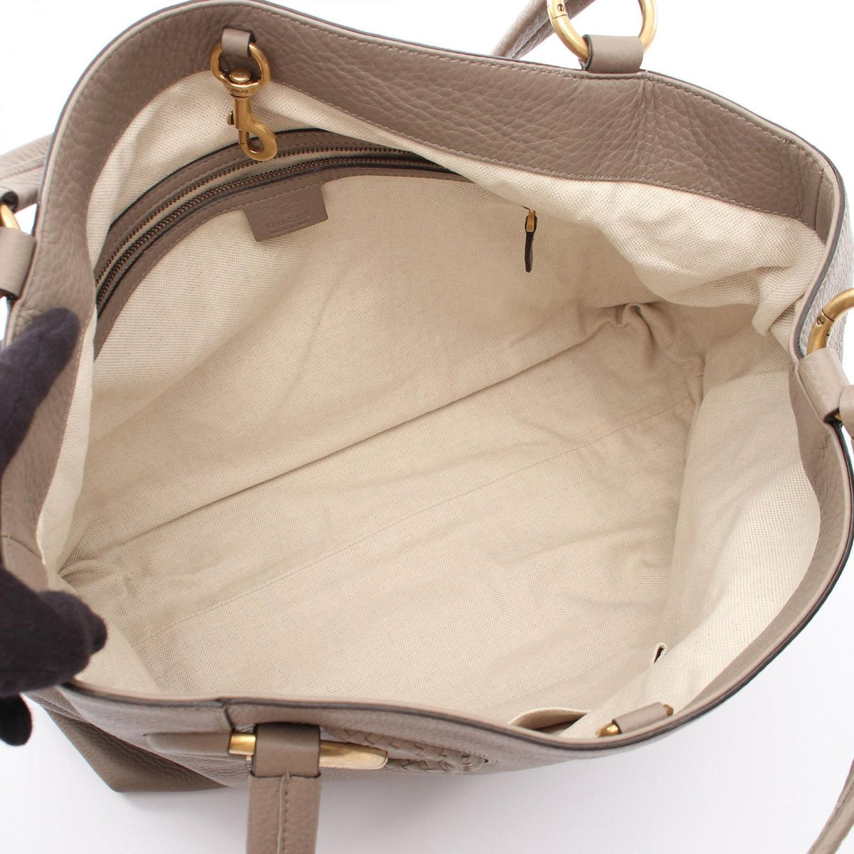 Gucci Tote Interlocking G Greige Leather — view 3