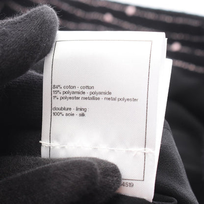 Chanel CC Logo Button Stripe Collarless Cotton Coat — view 6