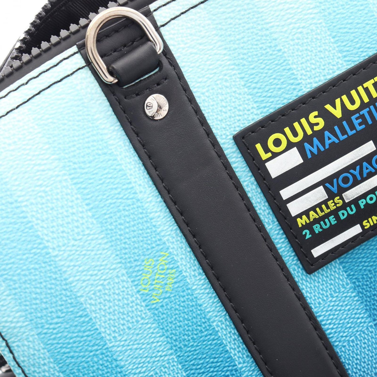 Louis Vuitton Shoulder Bag City Keepall Damier Stripe Blue Vert Leather — view 8