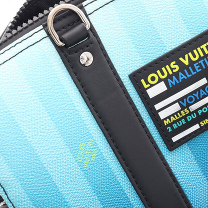 Louis Vuitton Shoulder Bag City Keepall Damier Stripe Blue Vert Leather — view 8
