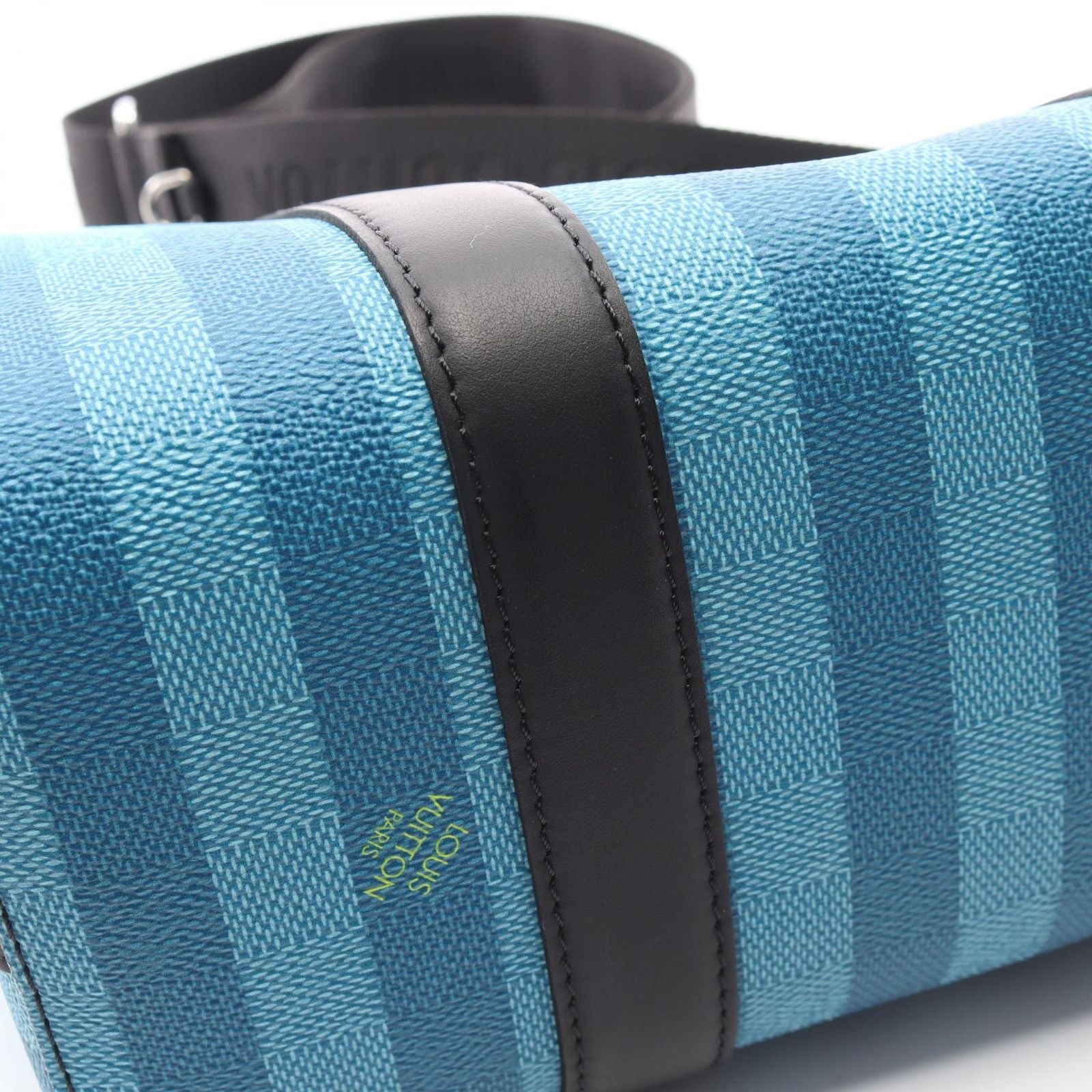 Louis Vuitton Shoulder Bag City Keepall Damier Stripe Blue Vert Leather — view 7