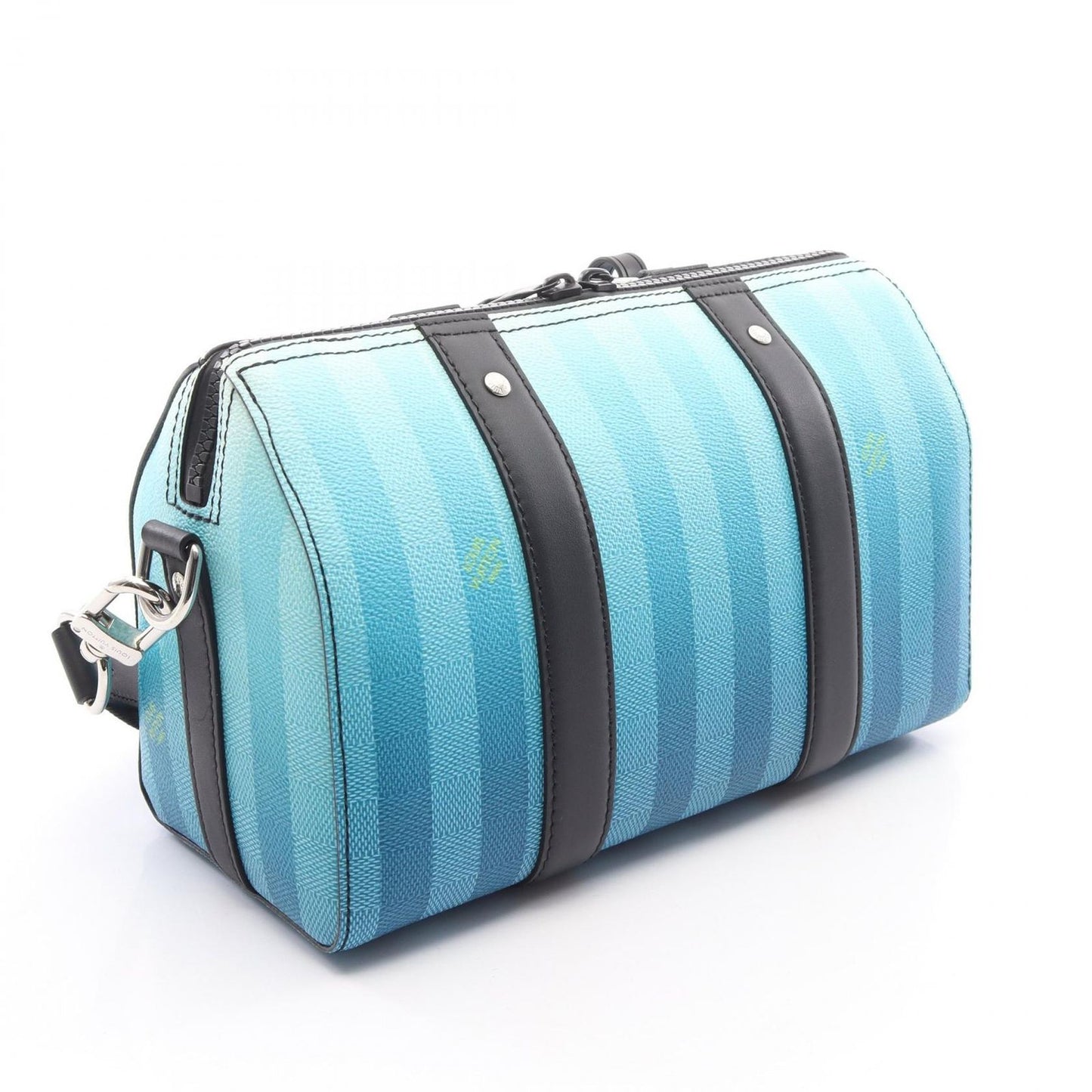 Louis Vuitton Shoulder Bag City Keepall Damier Stripe Blue Vert Leather — view 2