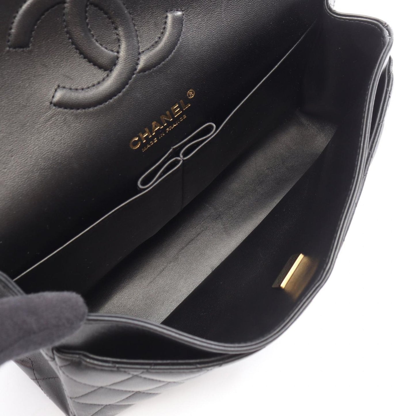 Chanel Shoulder Bag Quilted Double Flap Black Lambskin Chain — view 3