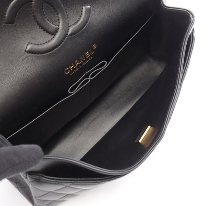 Chanel Shoulder Bag Quilted Double Flap Black Lambskin Chain — view 3