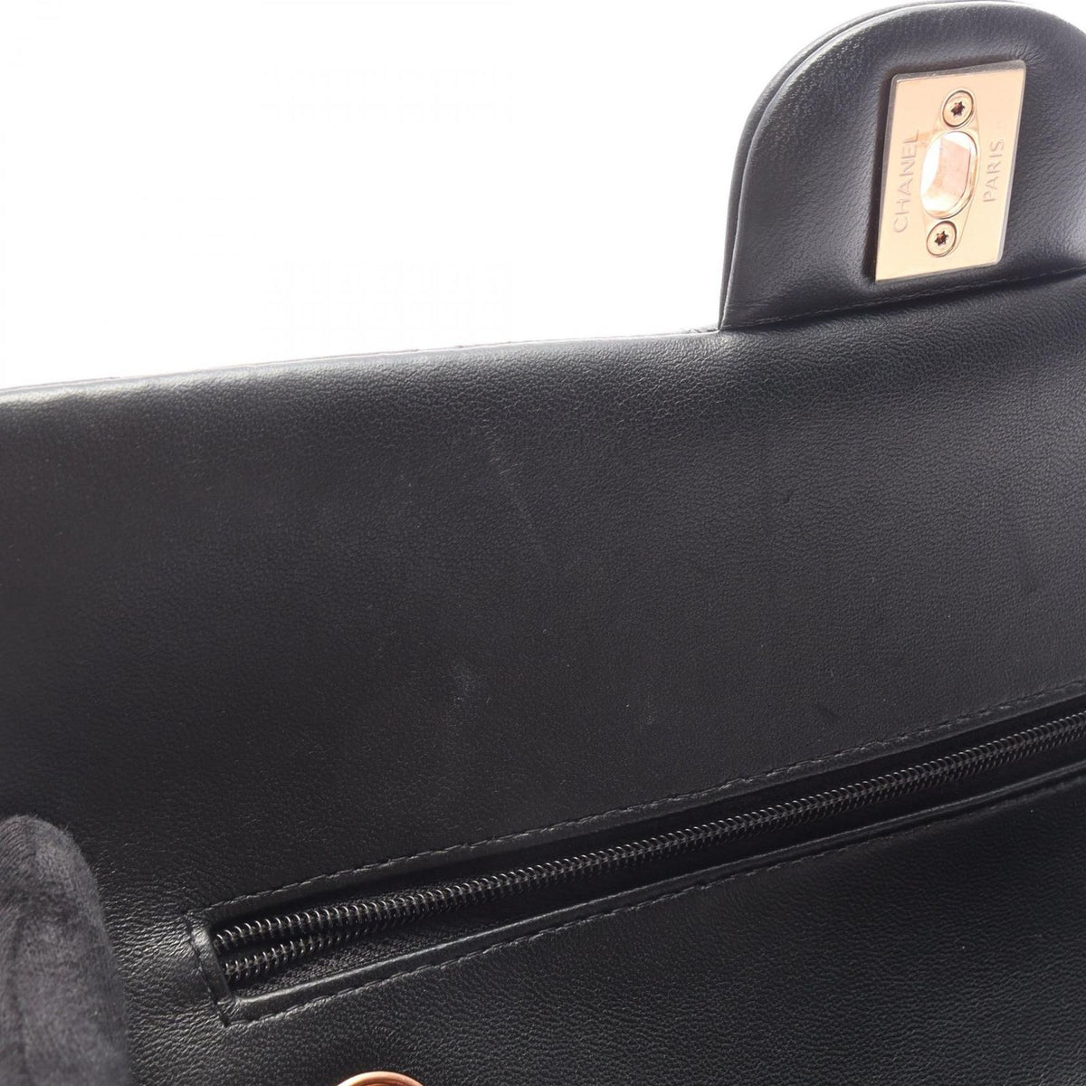 Chanel Shoulder Bag Quilted Double Flap Black Lambskin Chain — view 8