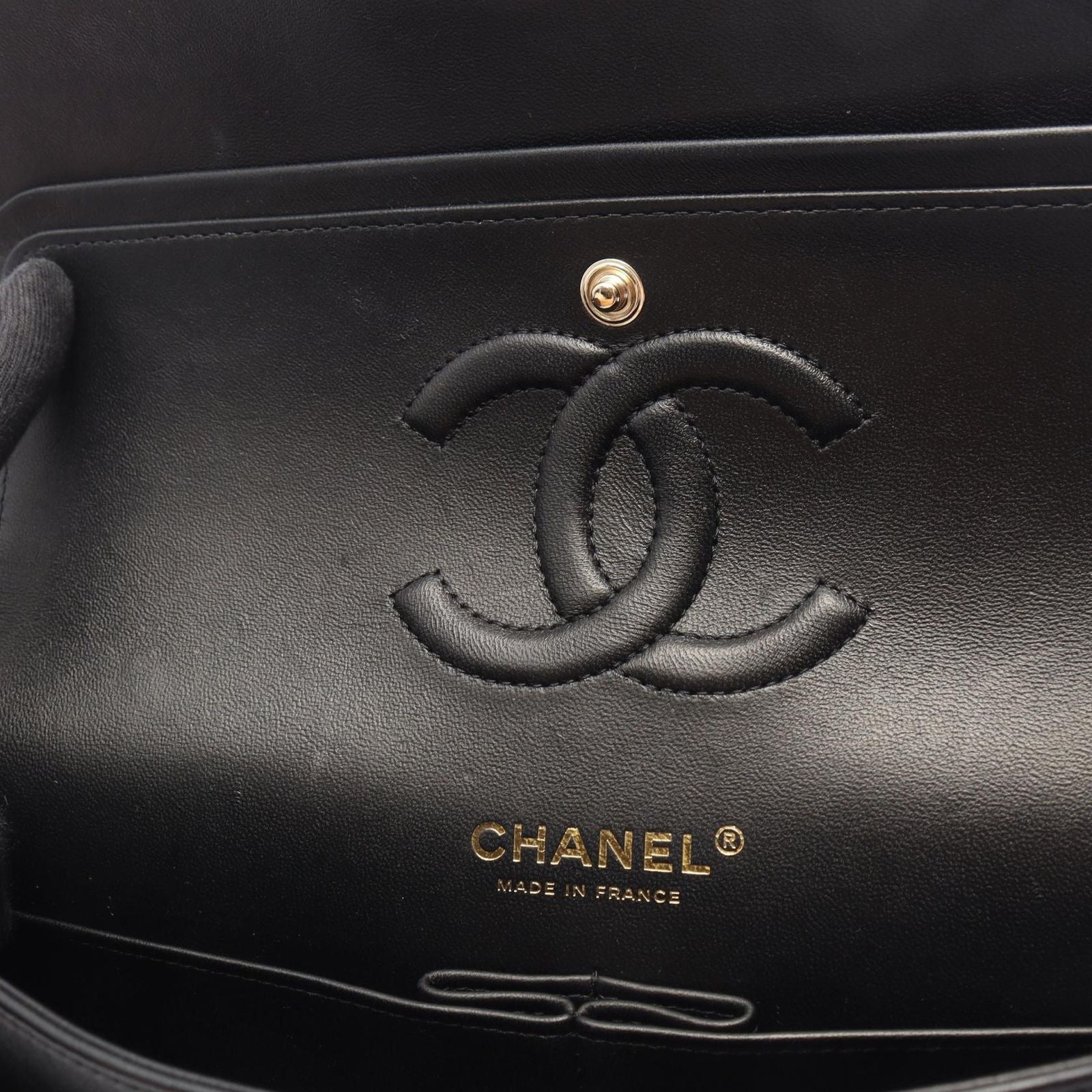 Chanel Shoulder Bag Quilted Double Flap Black Lambskin Chain — view 7