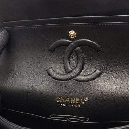 Chanel Shoulder Bag Quilted Double Flap Black Lambskin Chain — view 7