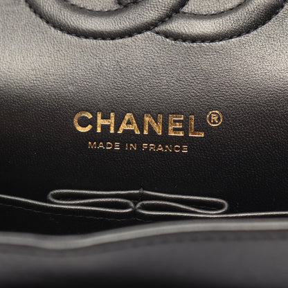 Chanel Shoulder Bag Quilted Double Flap Black Lambskin Chain — view 4