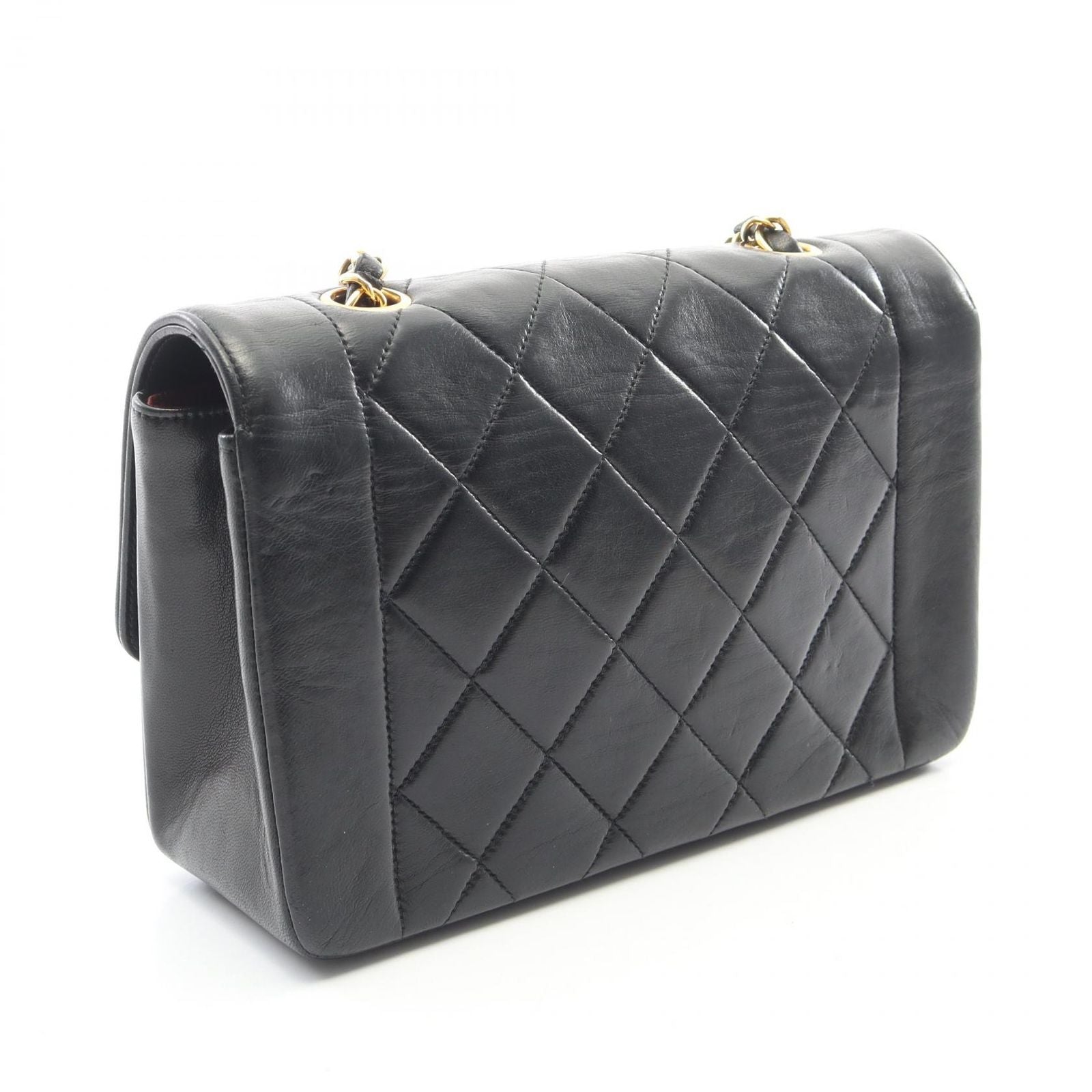 Chanel Shoulder Bag Quilted Diana Flap Black Lambskin Chain — view 2