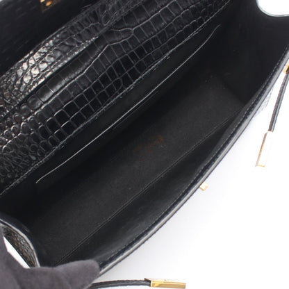 Saint Laurent Paris Shoulder Bag Manhattan Croco Embossed Black Leather — view 3