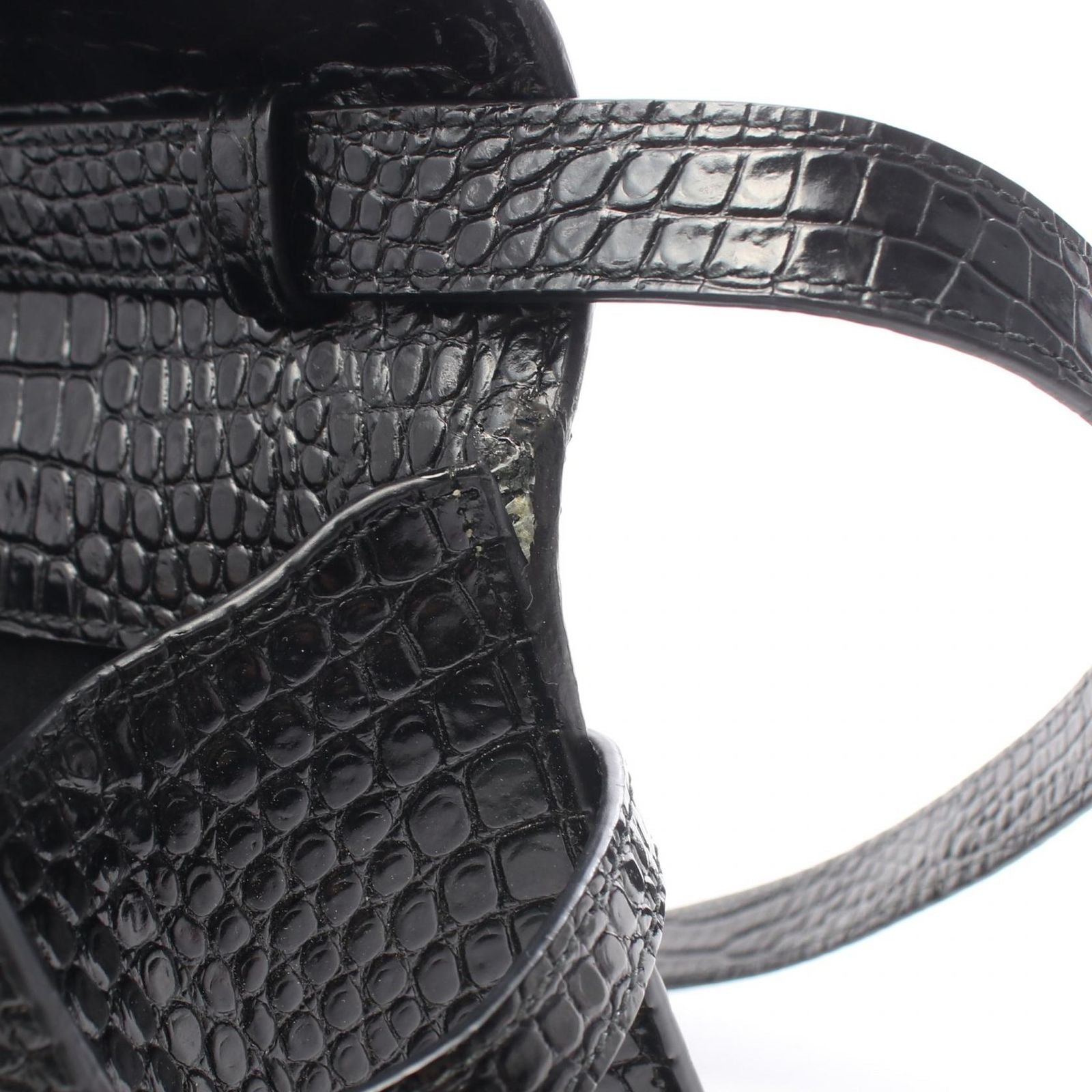 Saint Laurent Paris Shoulder Bag Manhattan Croco Embossed Black Leather — view 6