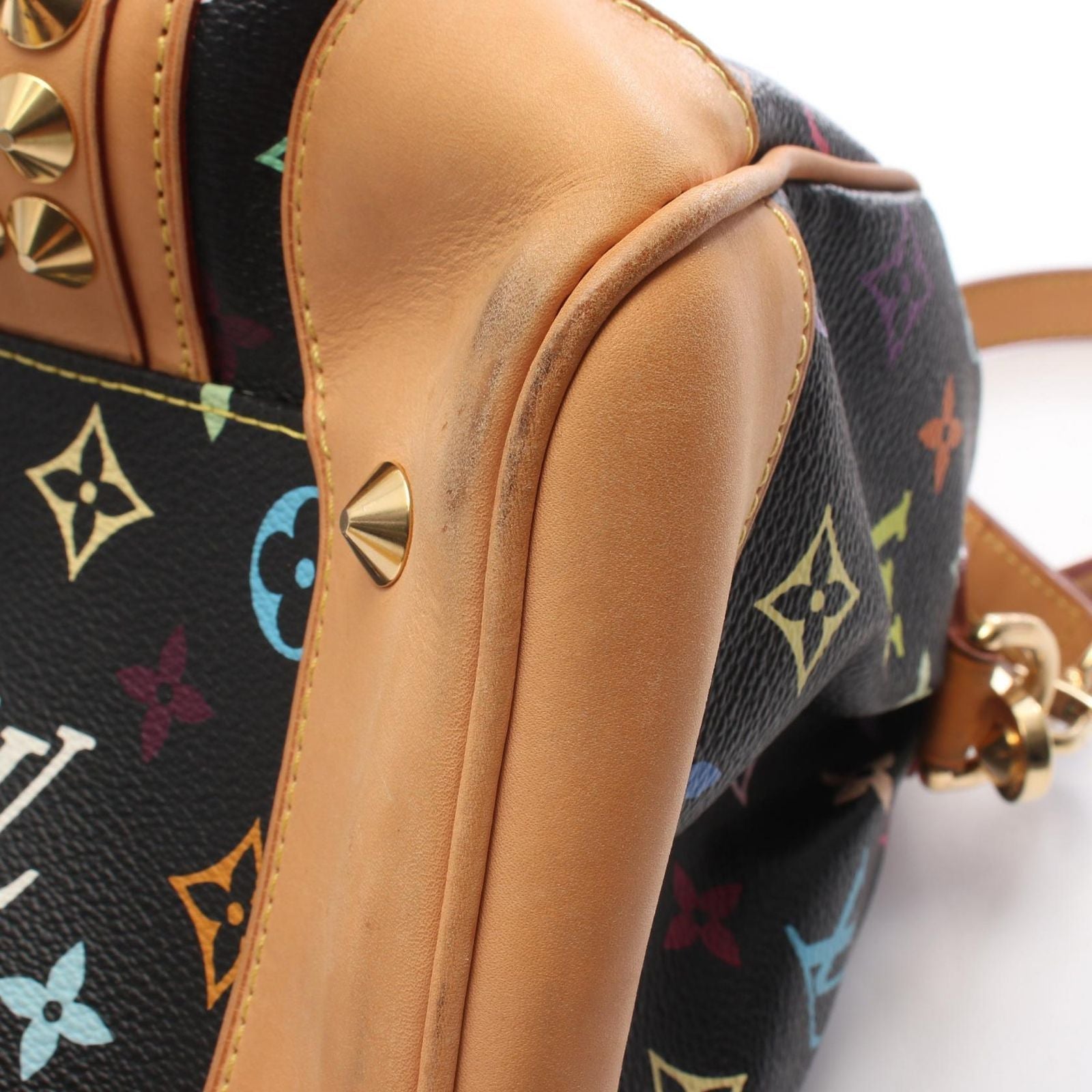 Louis Vuitton Handbag Courtney MM Monogram Multicolor Noir 2-Way Leather — view 6
