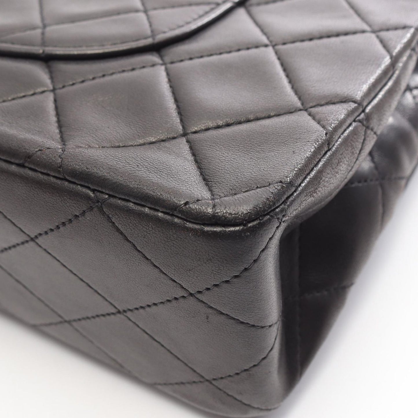 Chanel Shoulder Bag Quilted Double Flap Black Lambskin Chain — view 6
