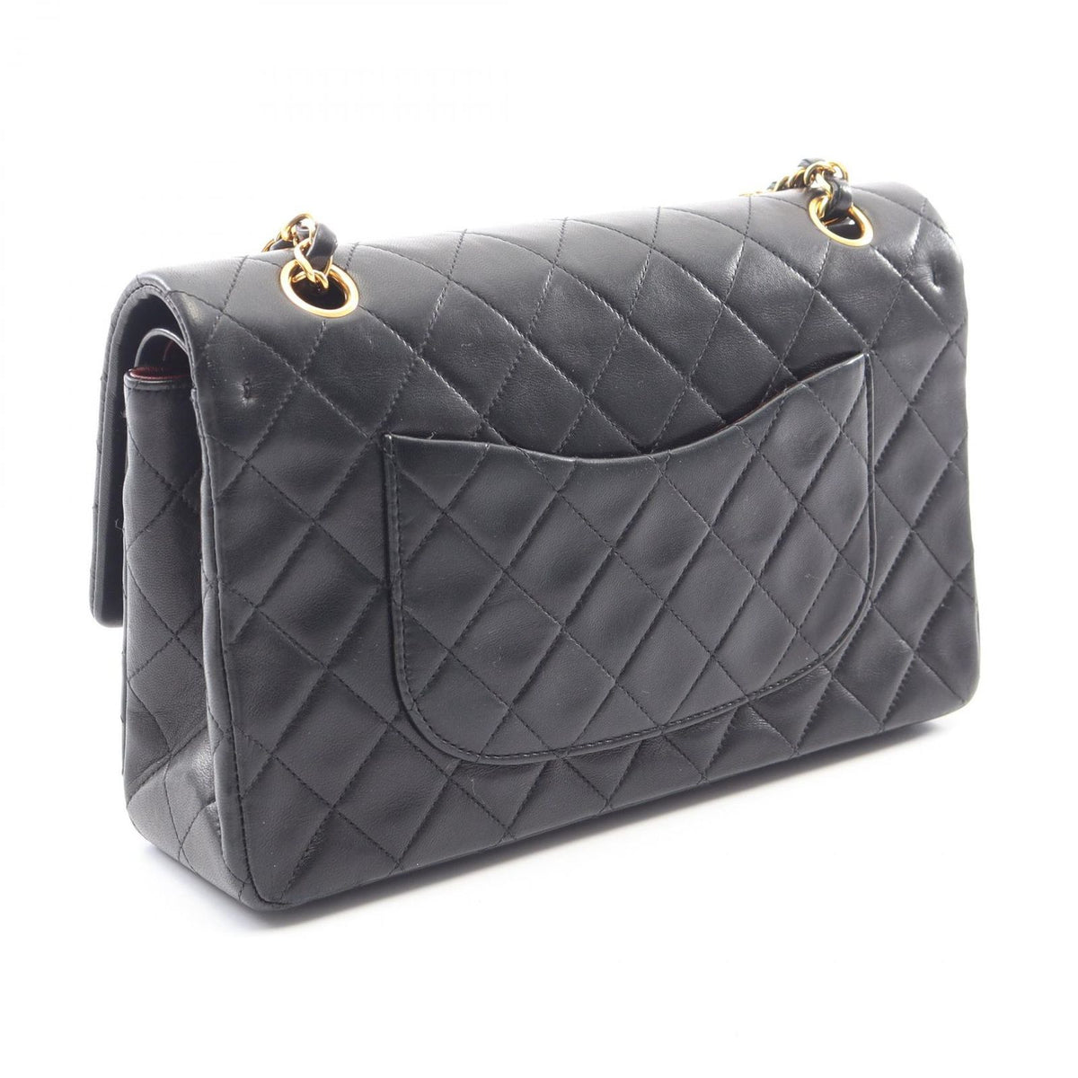 Chanel Shoulder Bag Quilted Double Flap Black Lambskin Chain — view 2