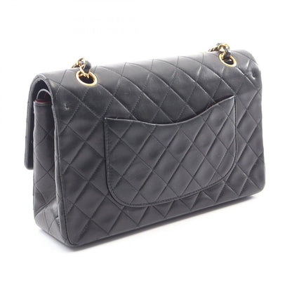 Chanel Shoulder Bag Quilted Double Flap Black Lambskin Chain — view 2