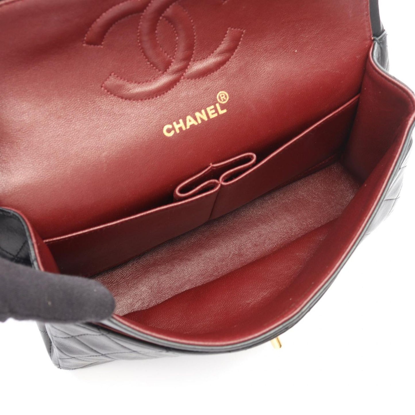 Chanel Shoulder Bag Quilted Double Flap Black Lambskin Chain — view 3