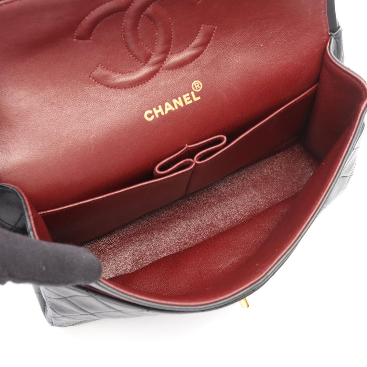 Chanel Shoulder Bag Quilted Double Flap Black Lambskin Chain — view 3