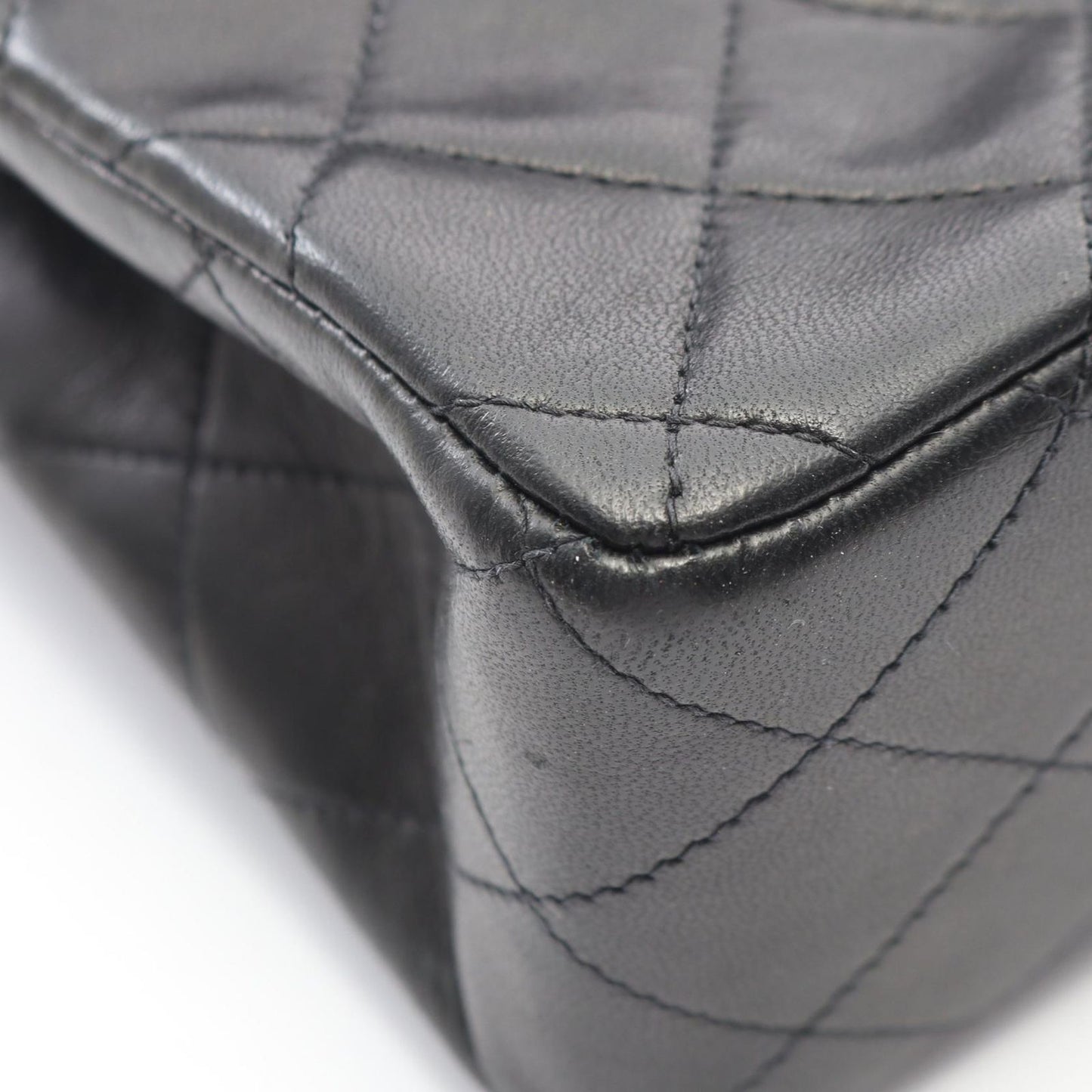 Chanel Shoulder Bag Quilted Double Flap Black Lambskin Chain — view 7