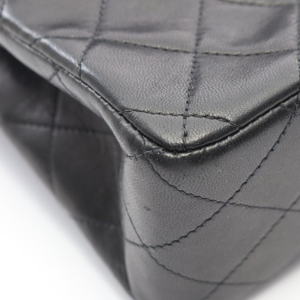 Chanel Shoulder Bag Quilted Double Flap Black Lambskin Chain — view 7