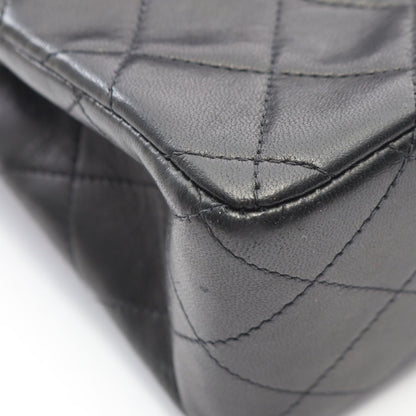 Chanel Shoulder Bag Quilted Double Flap Black Lambskin Chain — view 7
