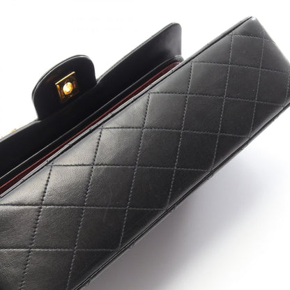 Chanel Shoulder Bag Quilted Double Flap Black Lambskin Chain — view 8