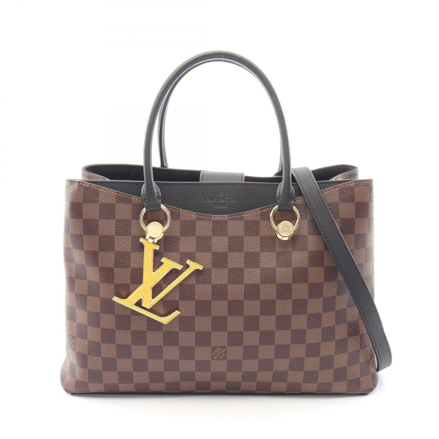 Louis Vuitton Handbag LV Riverside Damier Ebene Noir Leather