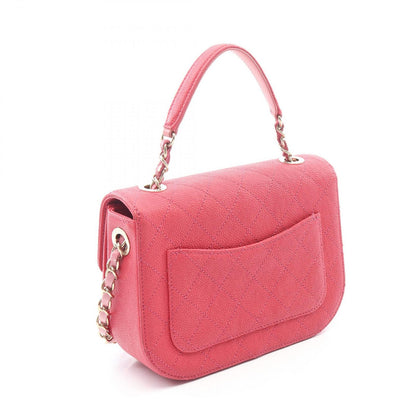 Chanel Shoulder Bag CC Logo Top Handle Flap Quilted 2-Way Magenta Caviar — view 2