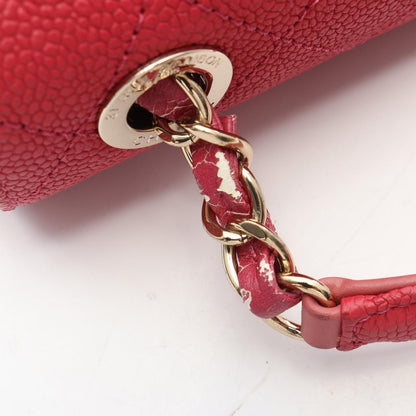Chanel Shoulder Bag CC Logo Top Handle Flap Quilted 2-Way Magenta Caviar — view 7