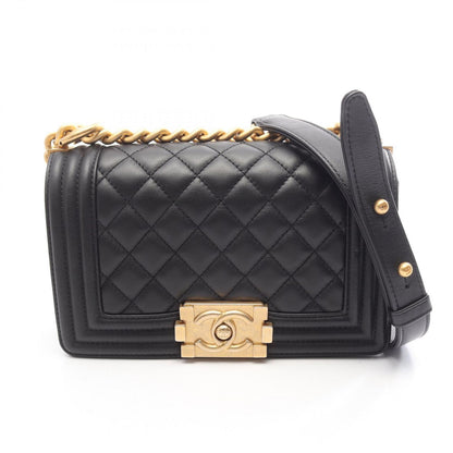 Chanel Shoulder Bag Boy Small Black Lambskin Chain