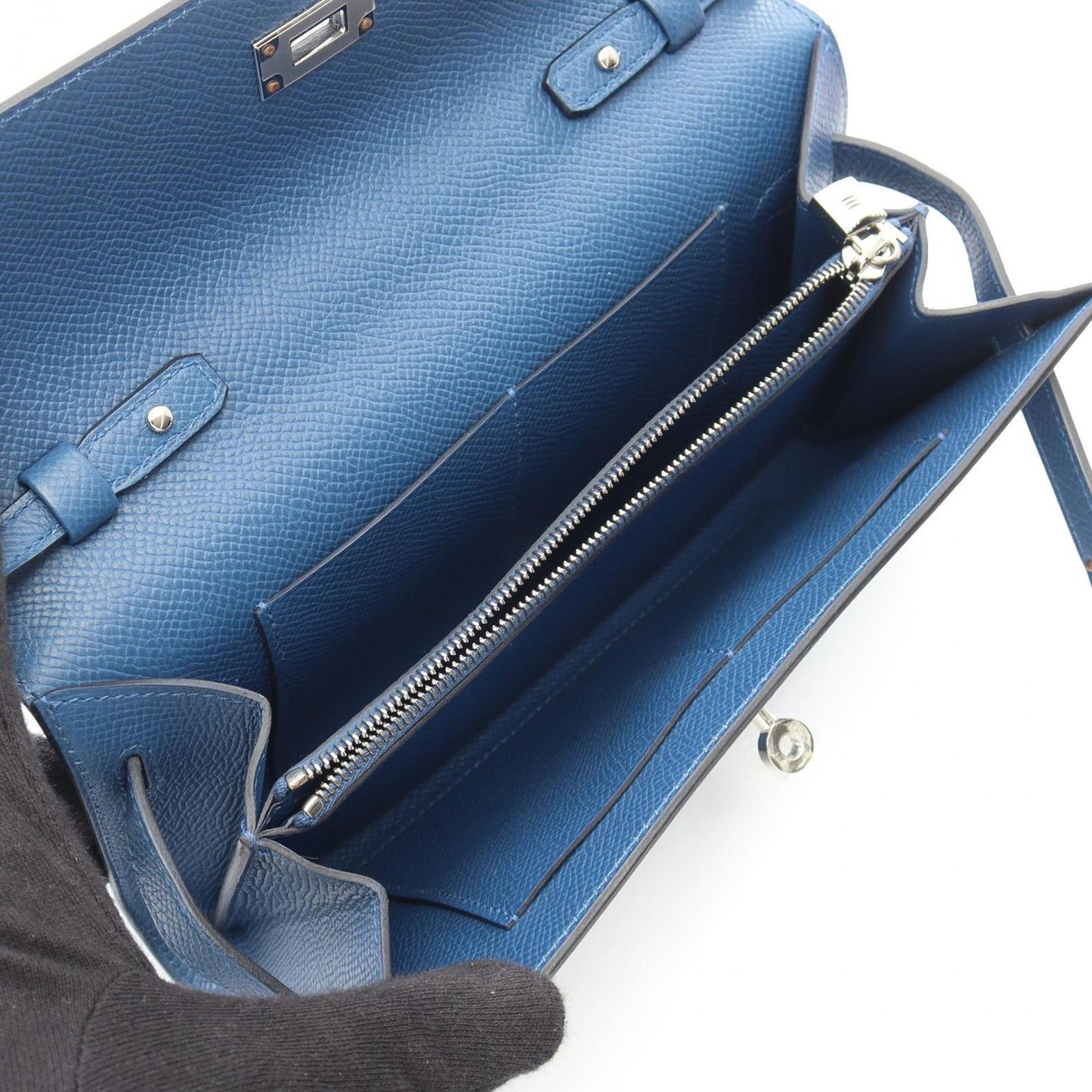 Hermes Shoulder Bag Kelly to Go Blue Tie Long — view 3