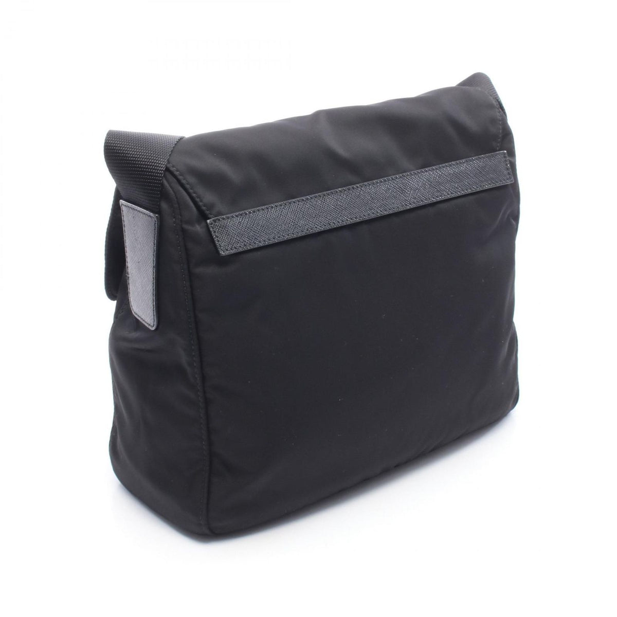 Prada Shoulder Bag Black Nylon Leather Triangle Logo — view 2