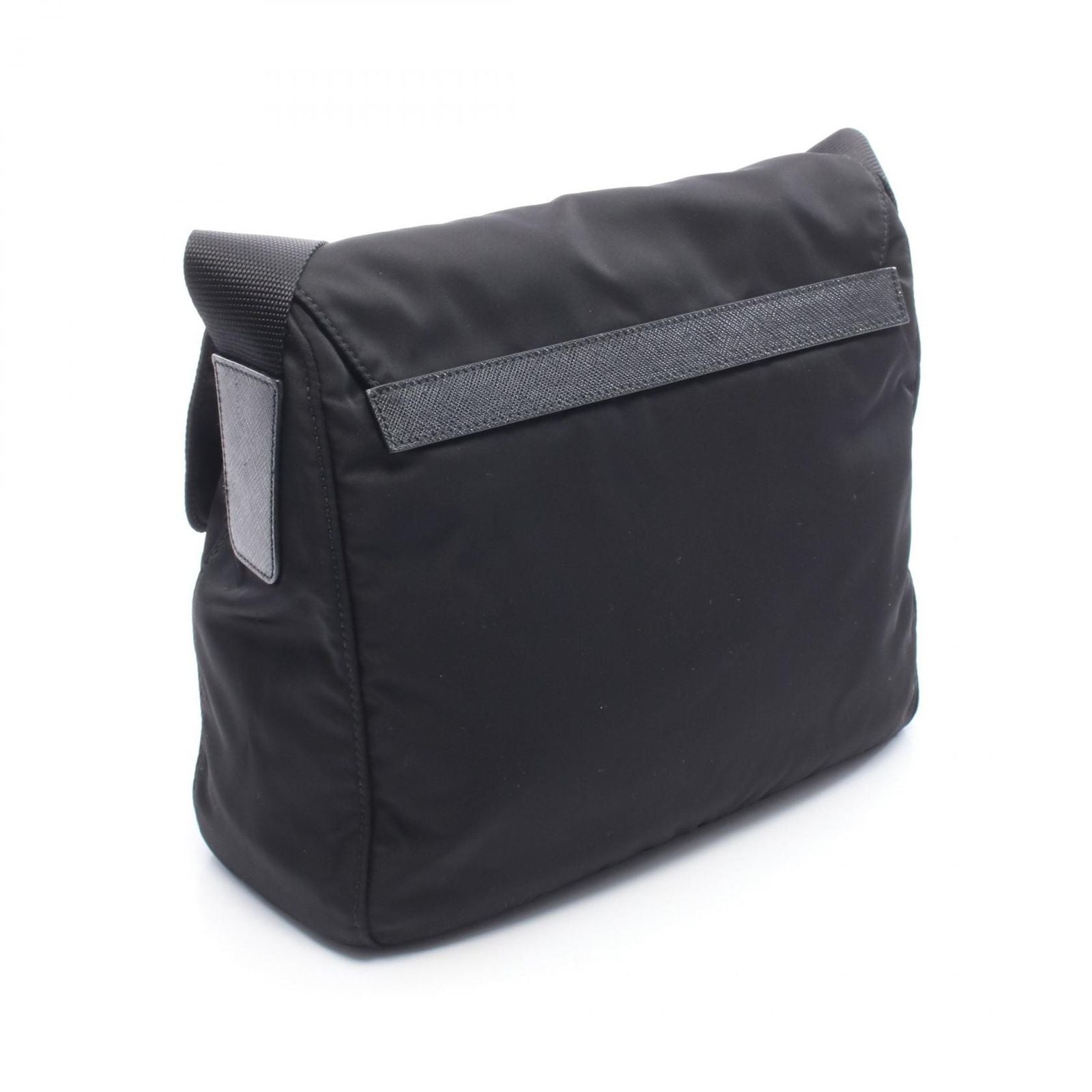Prada Shoulder Bag Black Nylon Leather Triangle Logo — view 2