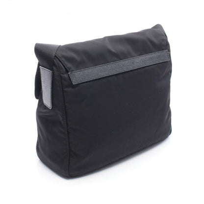 Prada Shoulder Bag Black Nylon Leather Triangle Logo — view 2
