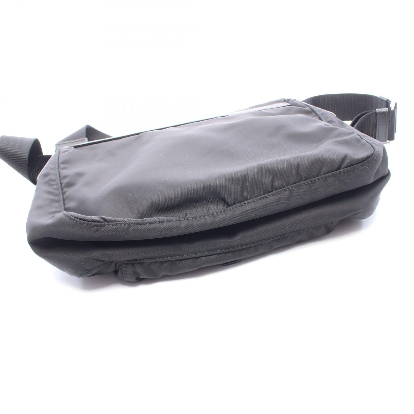 Prada Shoulder Bag Black Nylon Leather Triangle Logo — view 6