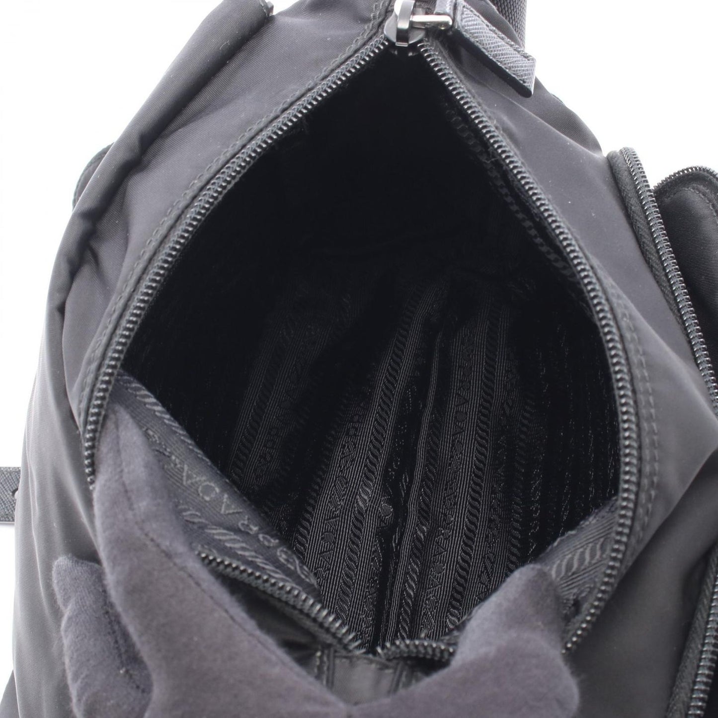 Prada Shoulder Bag Black Nylon Leather Triangle Logo — view 3