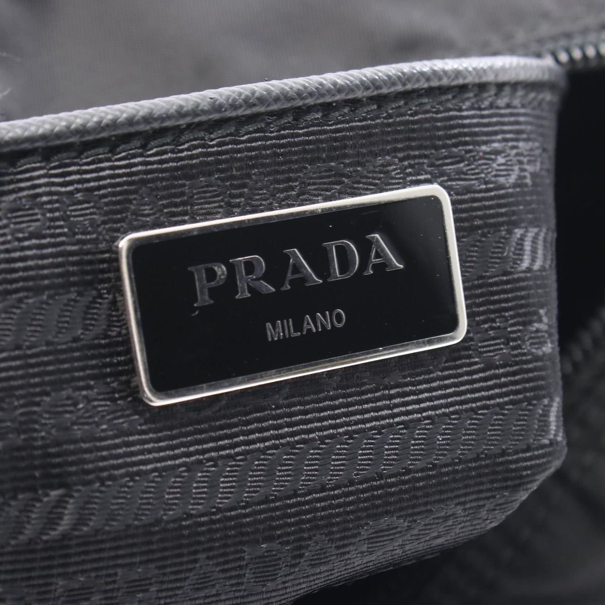 Prada Shoulder Bag Black Nylon Leather Triangle Logo — view 4
