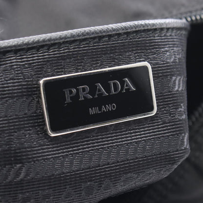 Prada Shoulder Bag Black Nylon Leather Triangle Logo — view 4