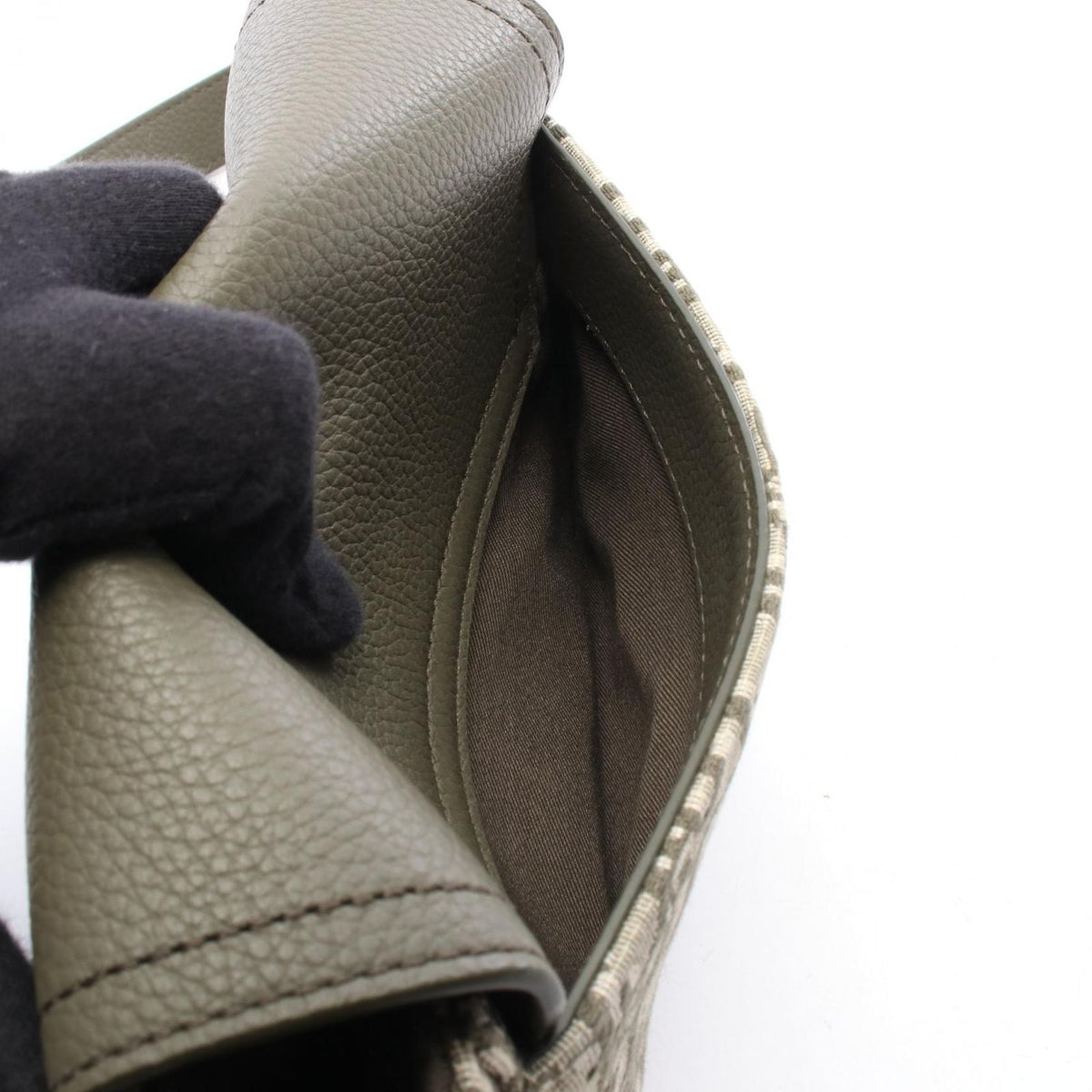 Dior Shoulder Bag Saddle Messenger Mini Oblique Khaki Ivory Canvas Leather — view 8