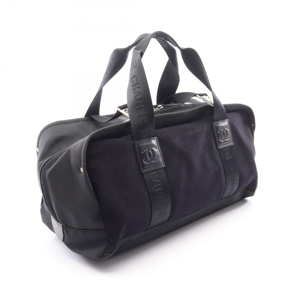 Chanel Tote Sports Line Black Wool Leather Mini Boston Bag — view 2