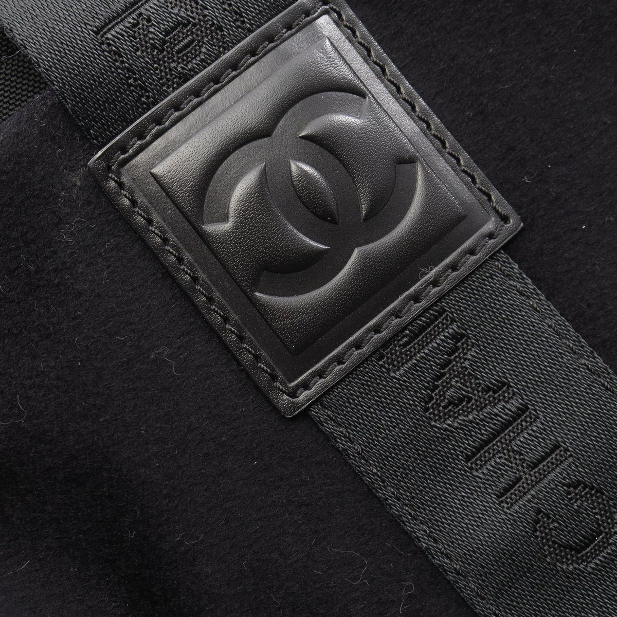 Chanel Tote Sports Line Black Wool Leather Mini Boston Bag — view 8