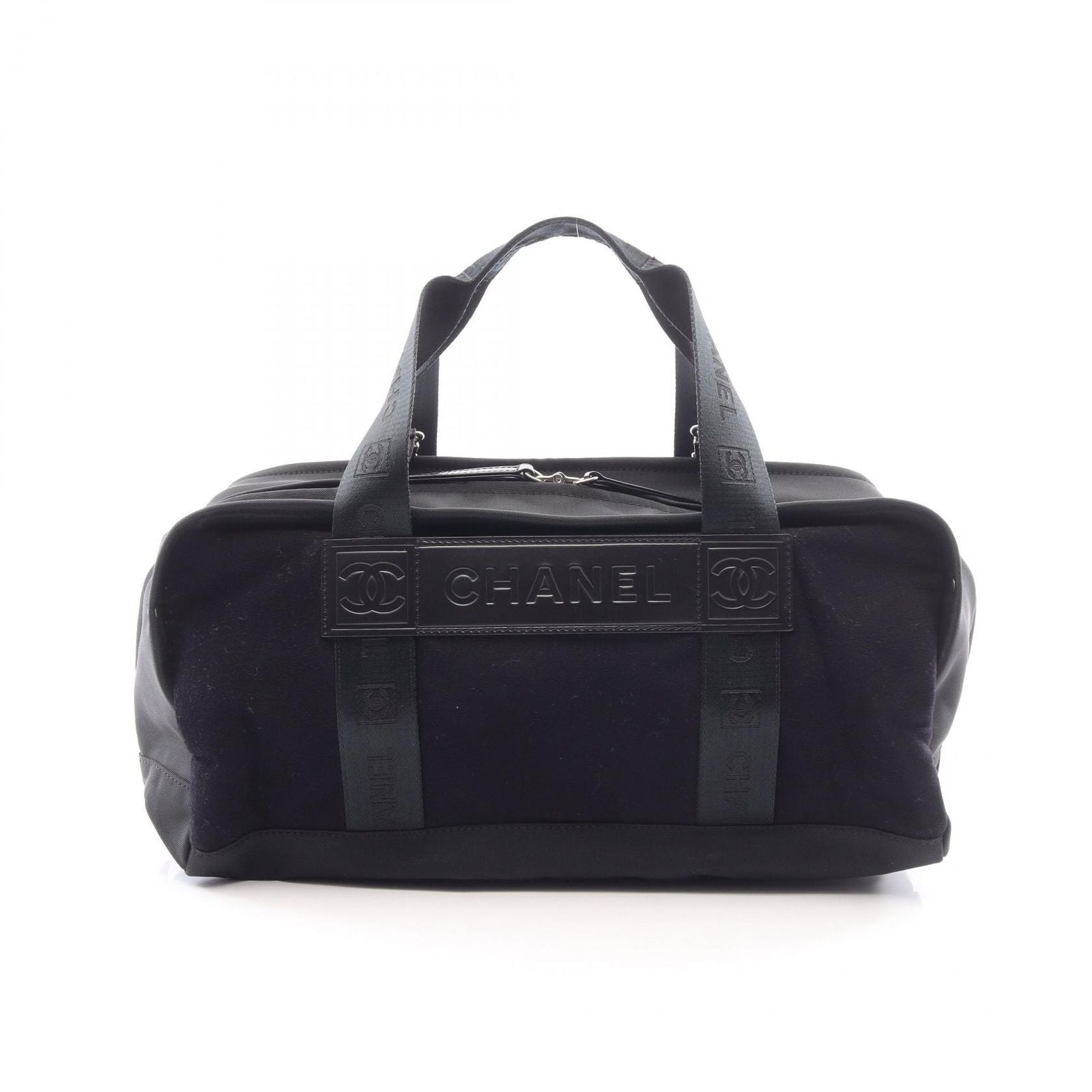 Chanel Tote Sports Line Black Wool Leather Mini Boston Bag