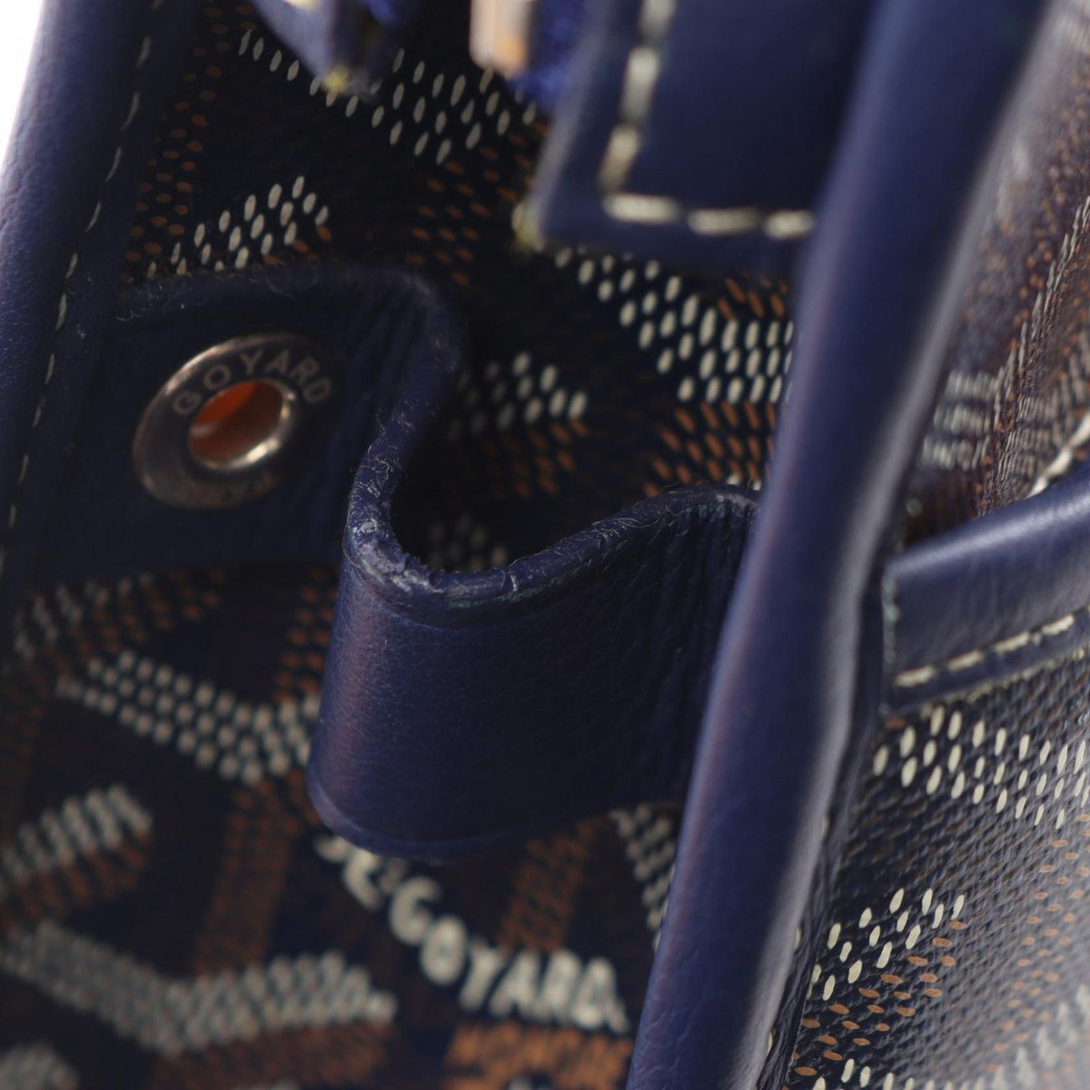Goyard Clutch Jouvence MM Navy Brown White Leather Pouch — view 5
