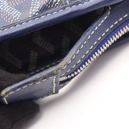 Goyard Clutch Jouvence MM Navy Brown White Leather Pouch — view 8