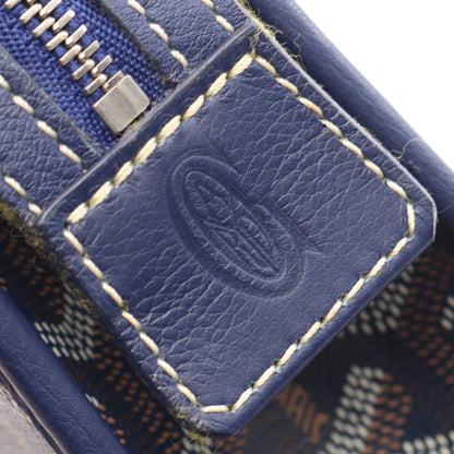 Goyard Clutch Jouvence MM Navy Brown White Leather Pouch — view 4