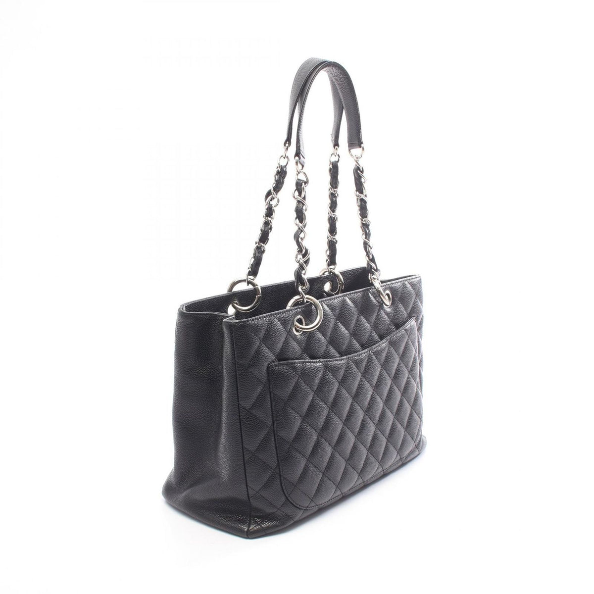 Chanel Tote Quilted Grand Shopping GST Black Caviar Leather Chain — view 2