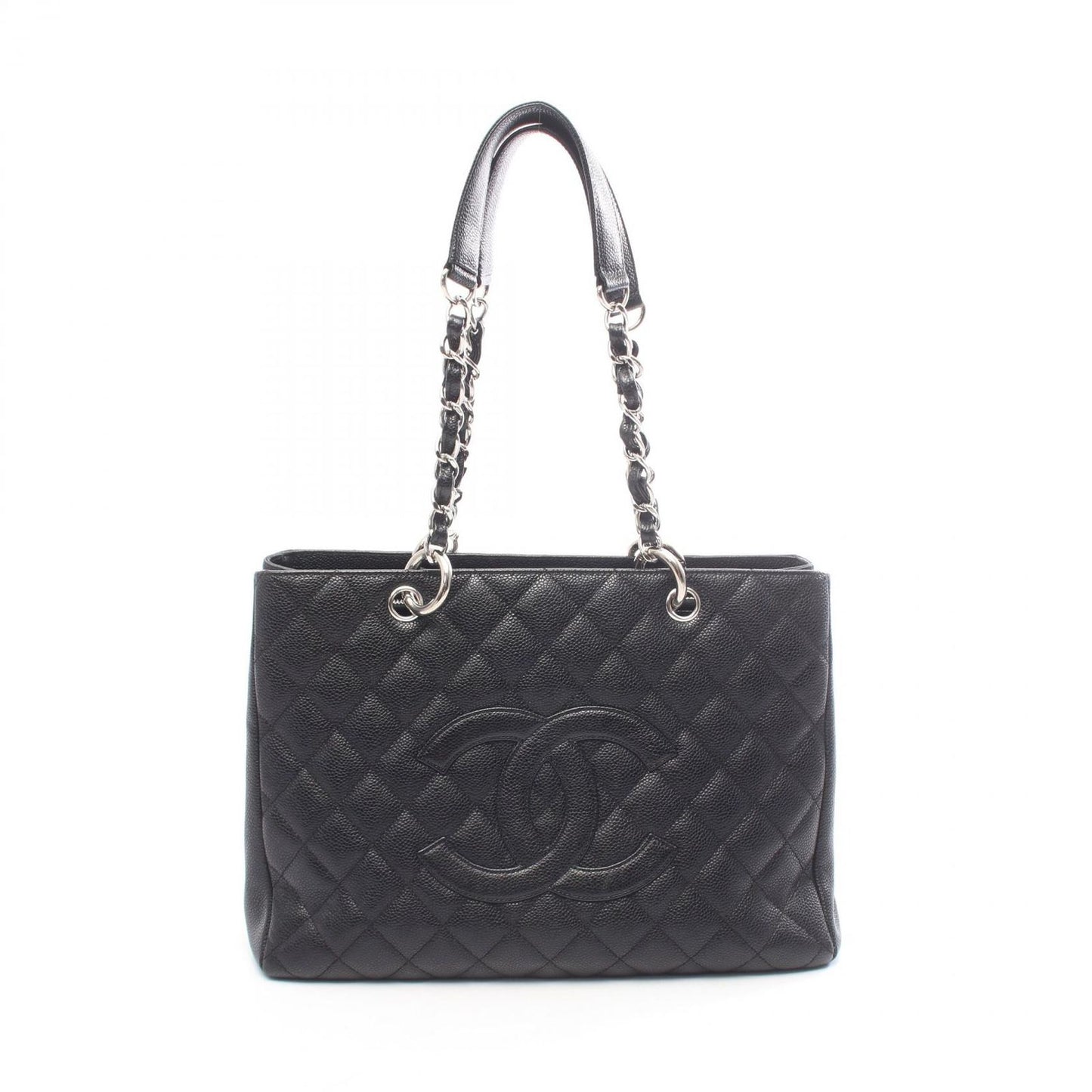 Chanel Tote Quilted Grand Shopping GST Black Caviar Leather Chain
