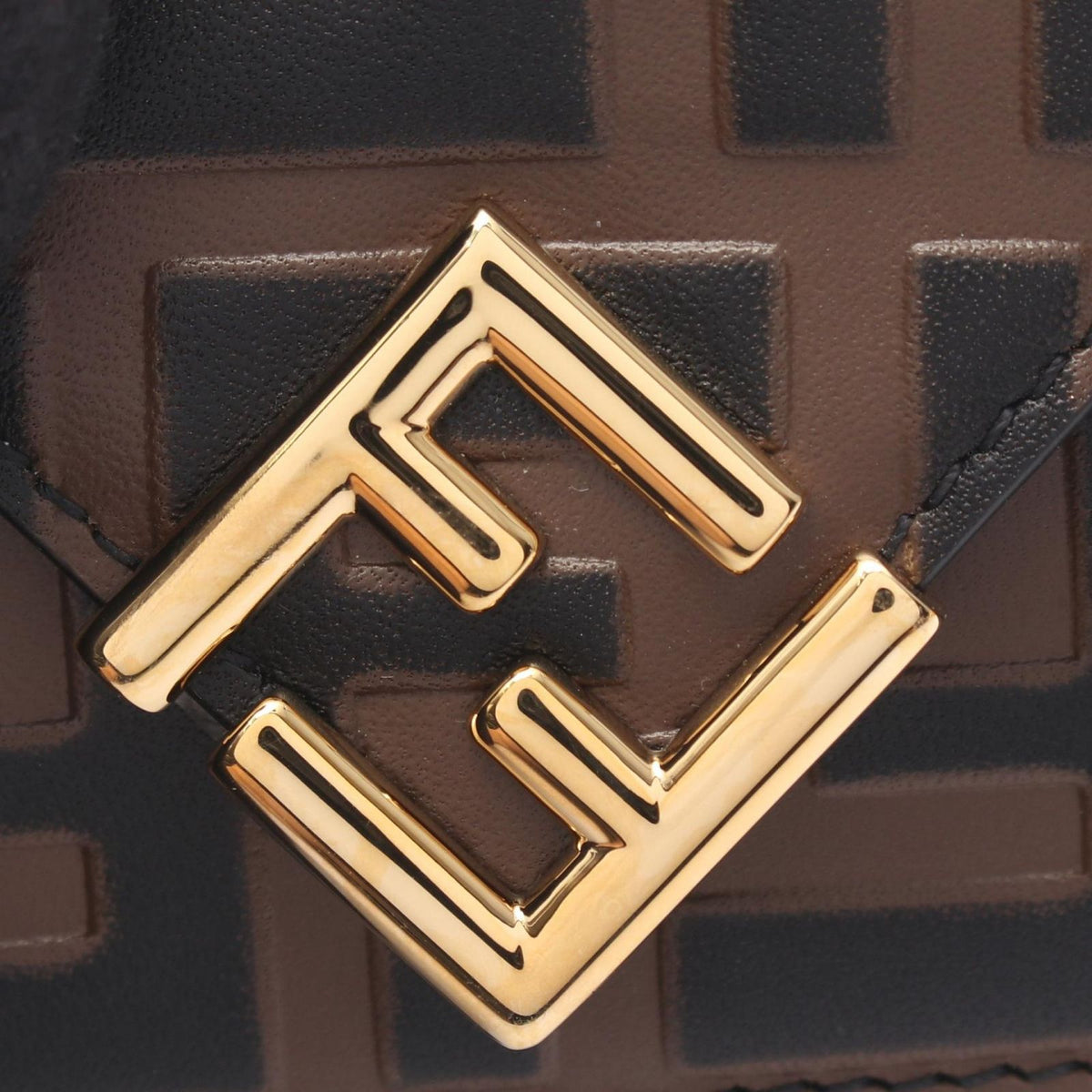 Fendi Trifold Wallet FF Diamond Brown Black Leather — view 6