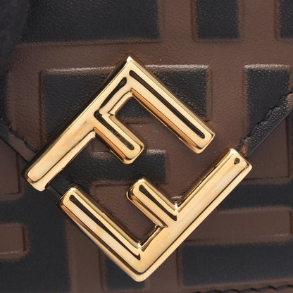 Fendi Trifold Wallet FF Diamond Brown Black Leather — view 6