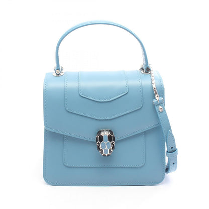 Bvlgari Handbag Serpenti Forever Top Handle 2-Way Smoke Blue Leather Bag